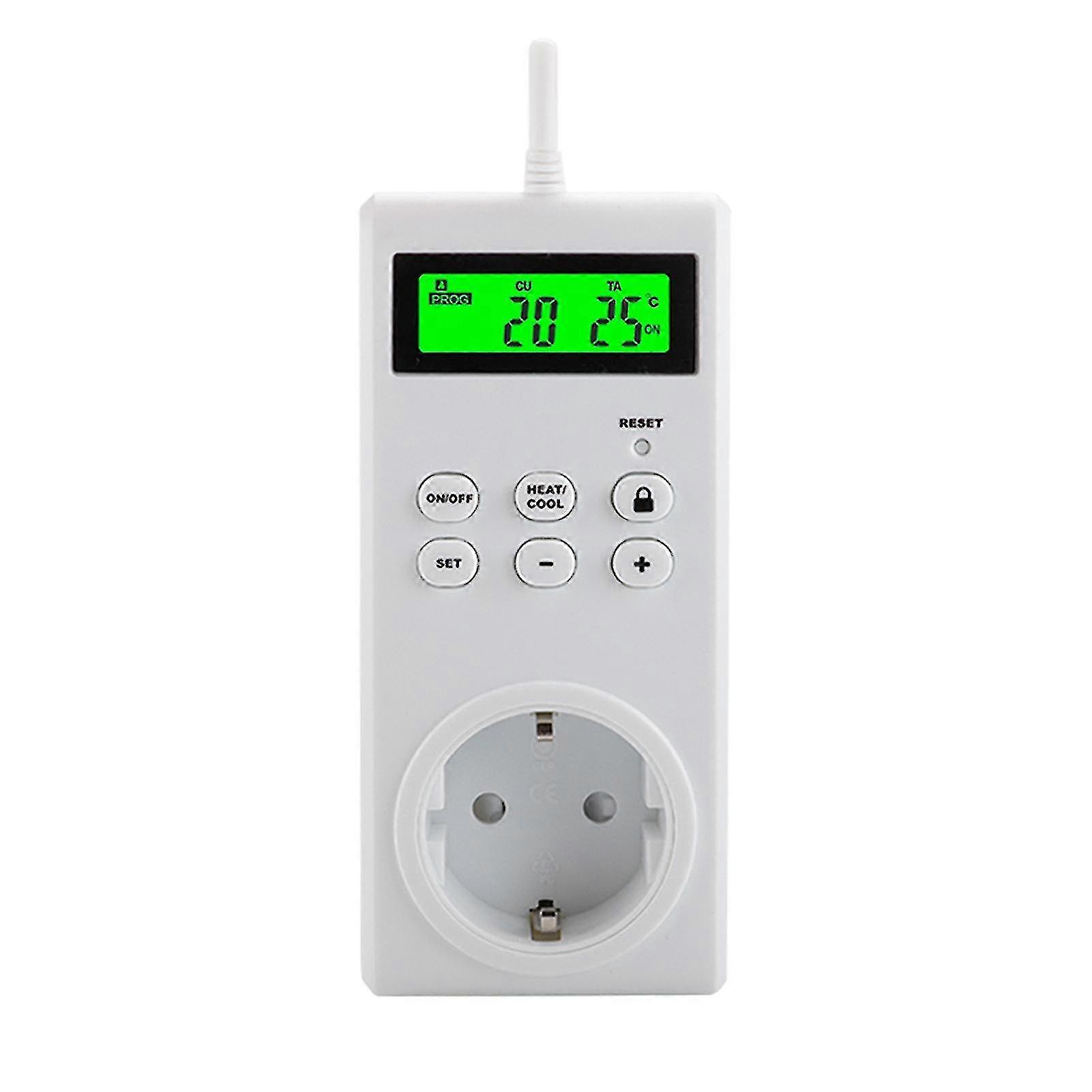 Plug-in Thermostat Programmable Wireless Temperature Controlled Outlet Heating & Cooling Mode Built-in Temperature Sensor With Lcd Backlight Digital D