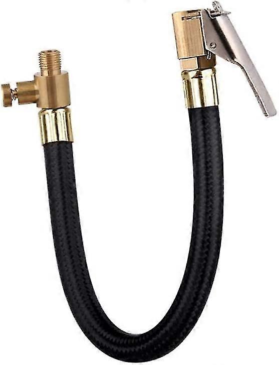 Tire Inflator Pump Hose, 60cm Car Valve Air Rubber Hose Tire Chuck With Clip Extension Hose Adapter