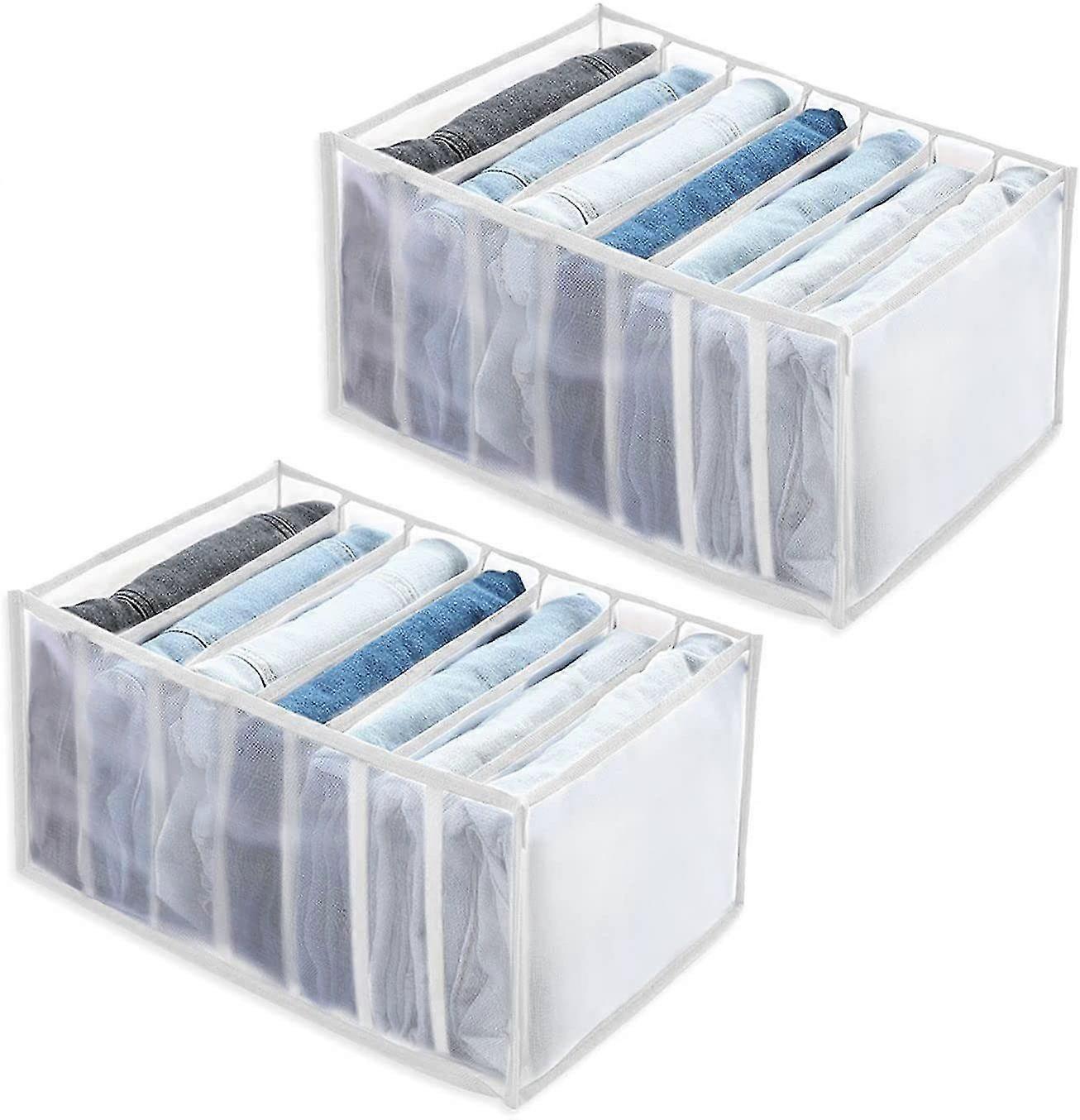 Clothes Storage Box, Foldable Mesh Compartment Wardrobe Organizer