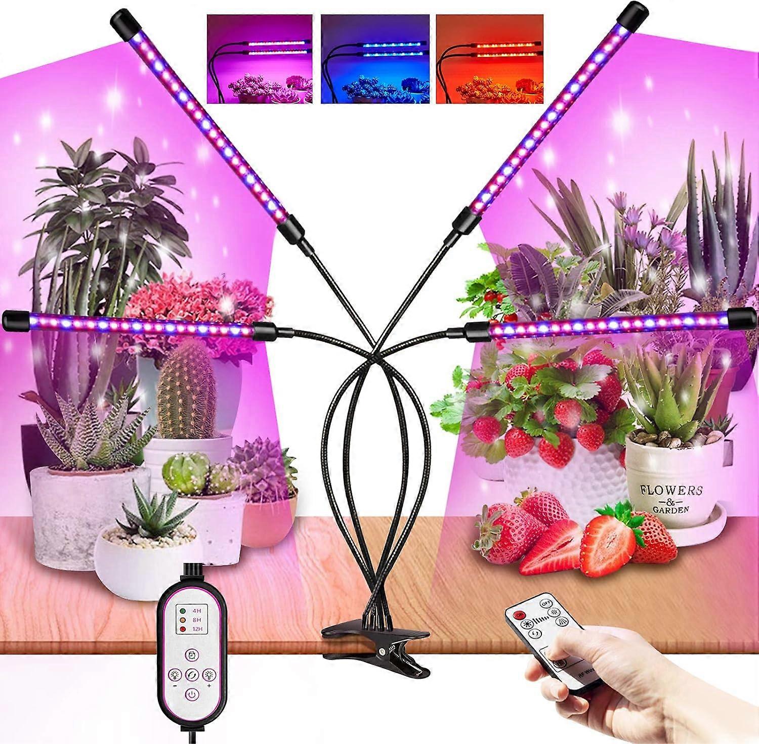 360 Plant Light, Indoor Grow Light, 10 Brightness Levels Full Spectrum LED Gardening Light, Radio Frequency Remote Control and Remote Control Timer