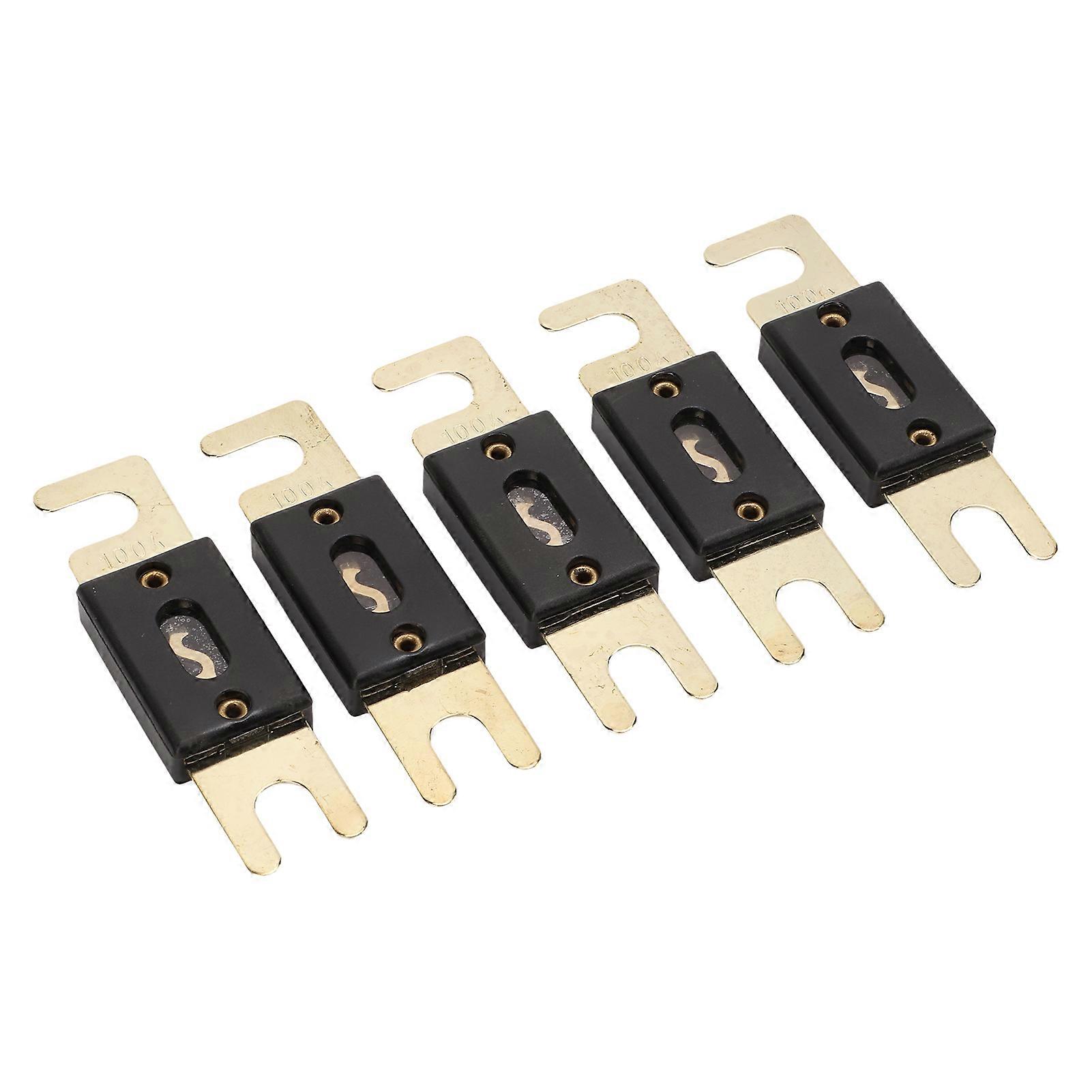 5Pcs/Set 12V/24V/32V 100A ANL Blade Fuse Gold Plated Large Size for Car Audio Video System