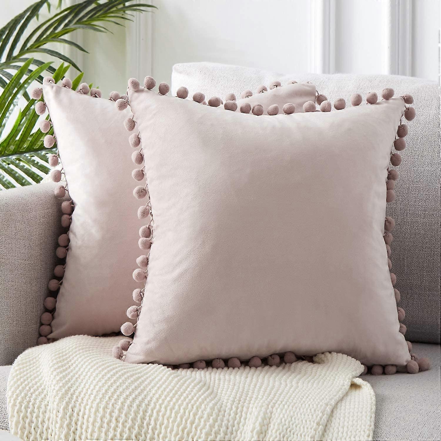 Conjunto de 2 Beijos com Pompons Sofá Travesseiro Irmão 45X45