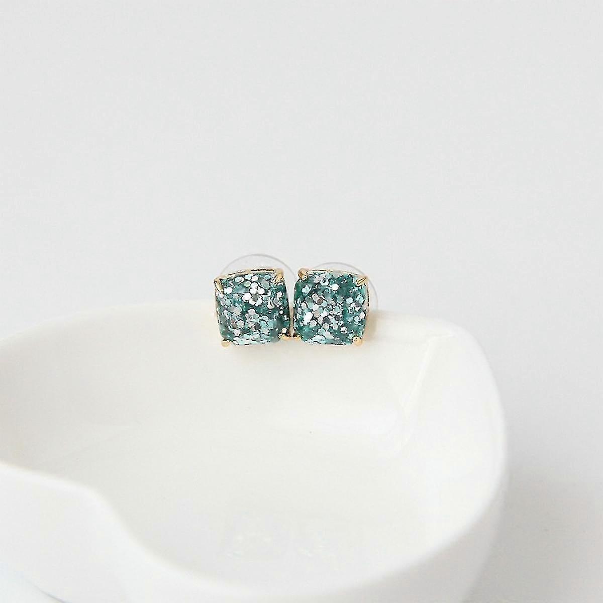 K Series Square Resin Crystal Small Color Sequin Stud Earrings, As A Gift For Valentine's Day, Mothe