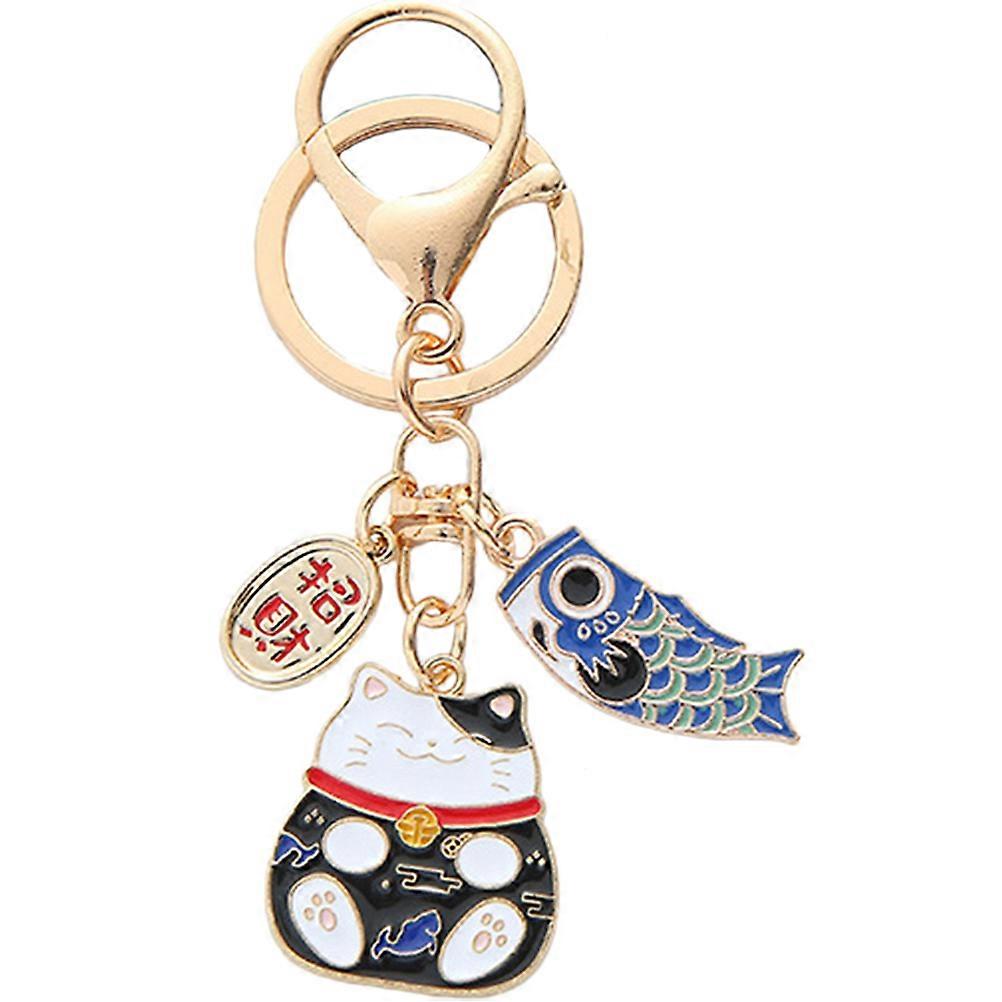 Japanese Style Cat Keychain New Year Blessing Keychain Backpack Bag Hanging Decoration