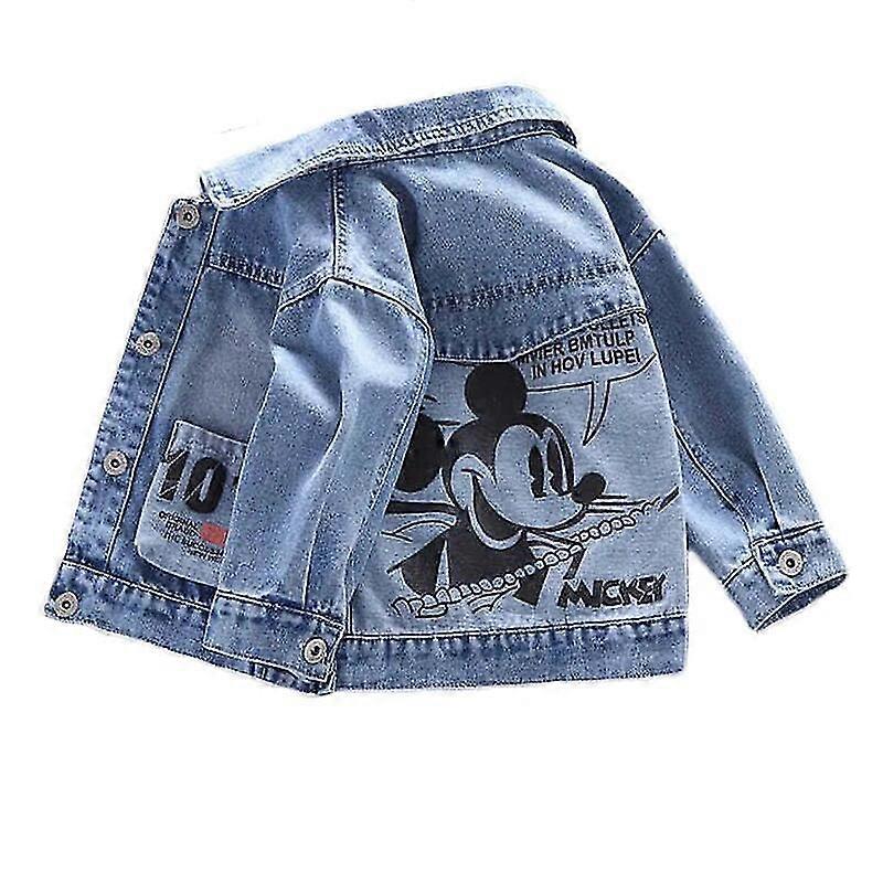 2024 Baby Pojkar Flickor Musse Pigg Denim Jacka Kappor Barnmode Coola Kläder Tecknad Vårauutmn Bomull Ytterkläder Kläder
