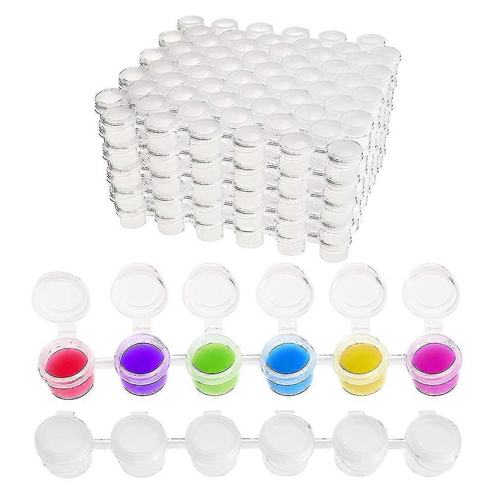 50 Paint Can Strips, 300 Cans 2ml/0.07oz Empty Paint Cups And Lids, Pai Compatible With The Classroom