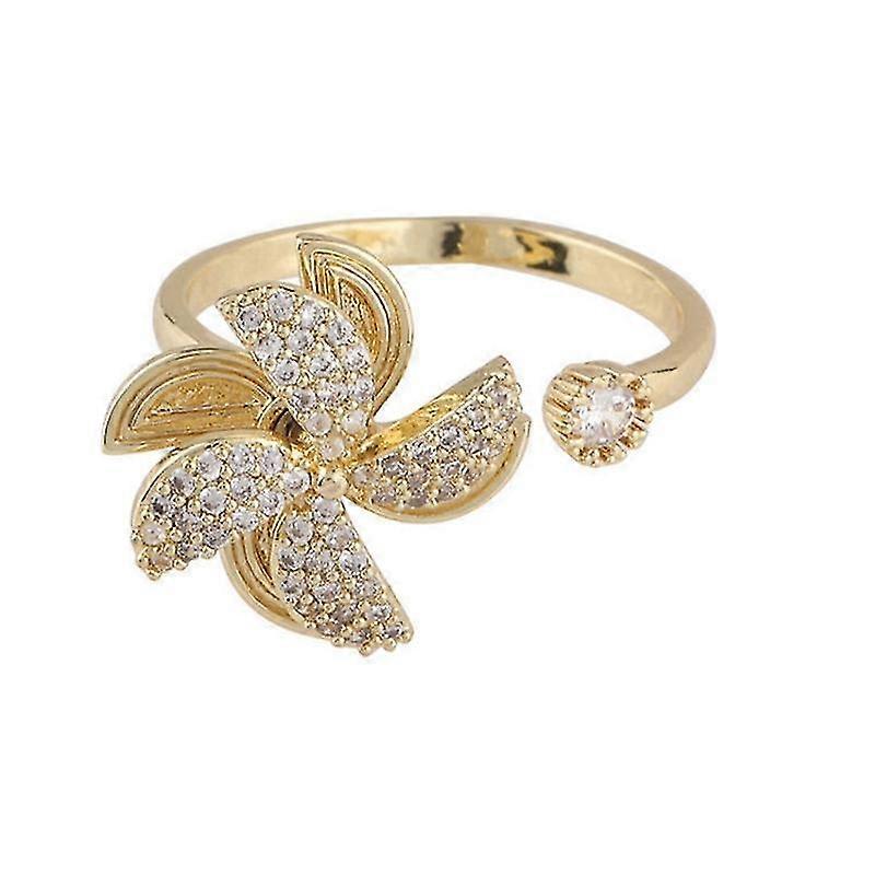 Korean Version Rotatable Small Windmill Opening Ring Niche Design Retro Ring