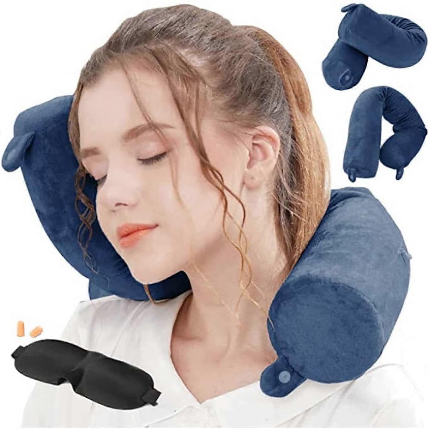 Navy Travel Pillow - Memory Foam Support Pillow for Neck, Chin, Lower Back and Legs - Suitable for Airlines, Trains.