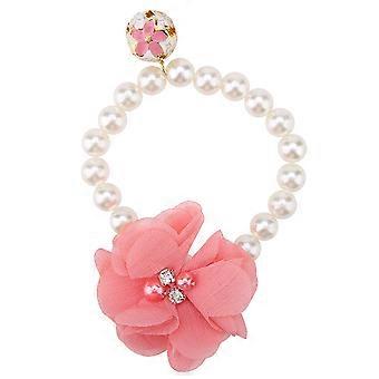 Dog Pet Pearl Flower Collar Elastic Necklace compatible Puppy Collar Jewelry Accessory(Pink)_Special Gift