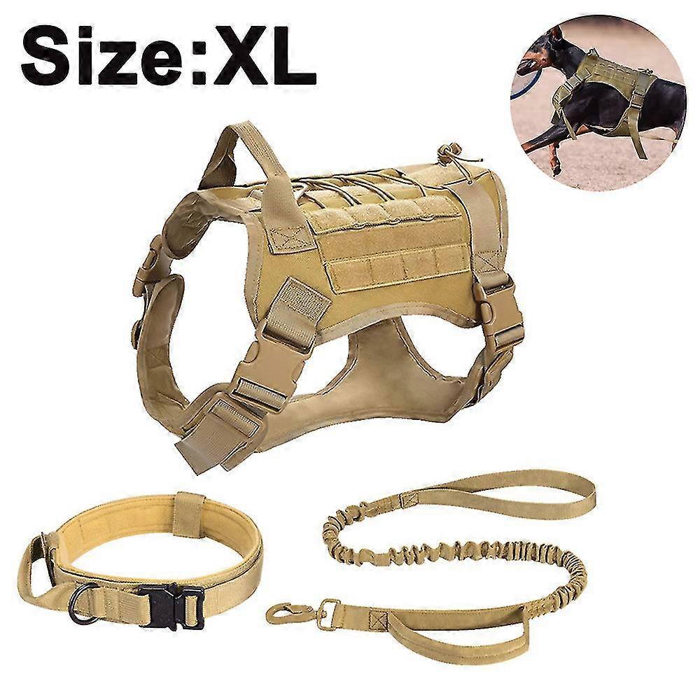 dog harness military dog vest collar leash with pouch and patch, no pull tactical dog vest for large dog, service dog harness for training hiking