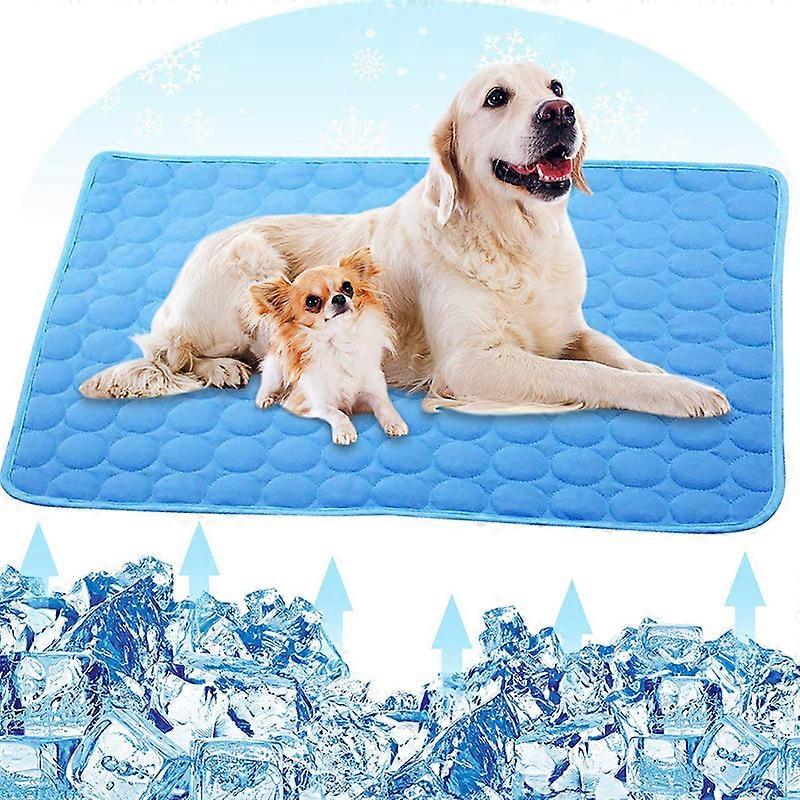 Dog Cooling Mat Sleeping Cooling Pad Washable Ice Silk Cool Blanket For Kennel Sofa Bed blueXS:40*30cm
