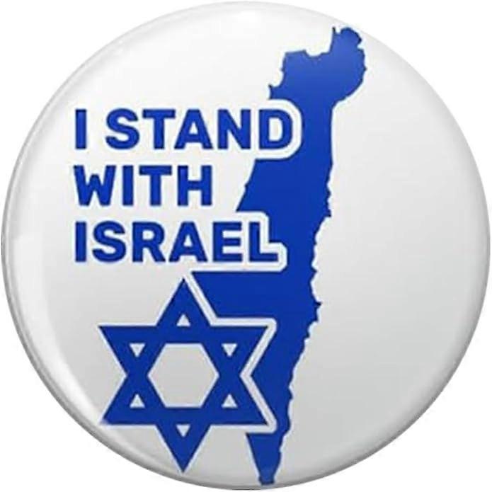 I Stand with Israel Flag Pin 8cm, I'm standing pin, We Stand With Israel Button Pin,Creative Brooch for Clothing Bag Hat