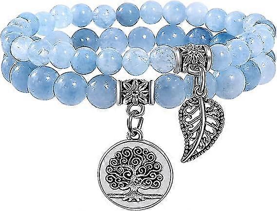 SZTXJ天然石ブレスレット-女性の天然真珠のブレスレット-生命の木と葉のアクセサリーが付いたブレスレットのセット