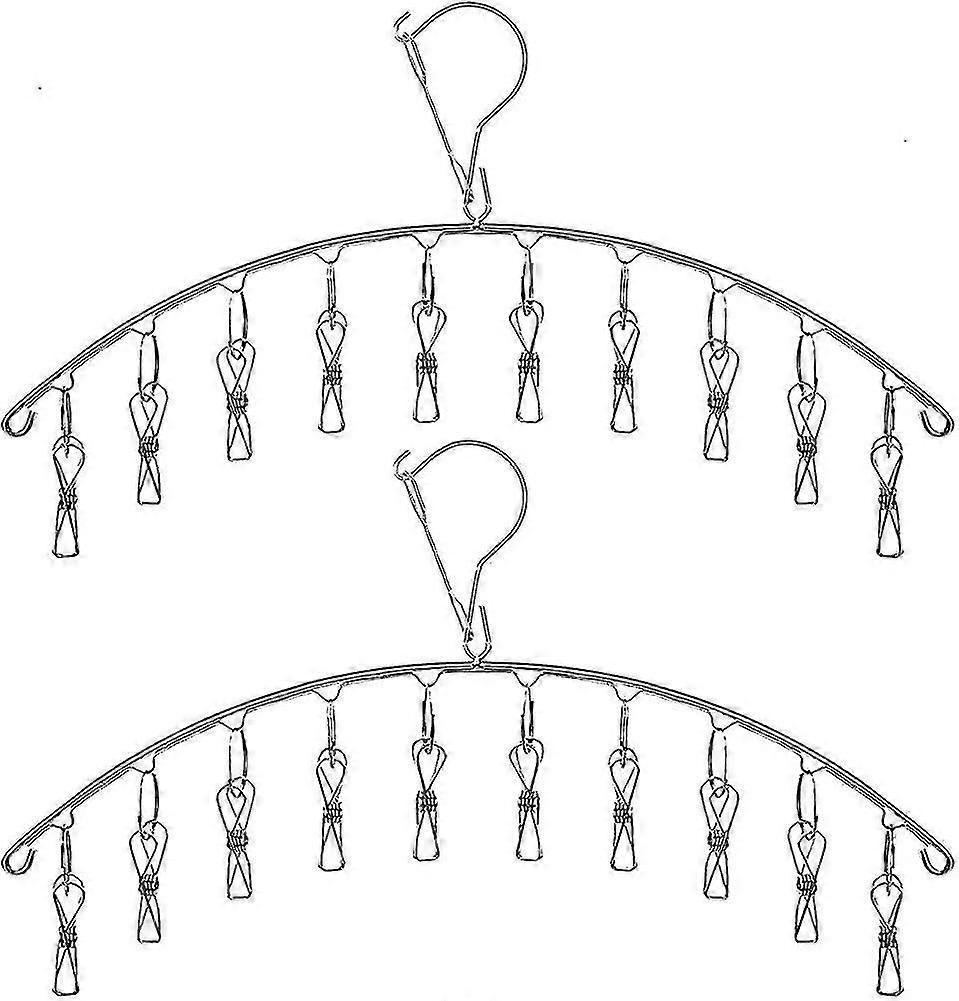 4 Pack Stainless Steel Laundry Drying Rack Clothes Hanger With 10 Clips