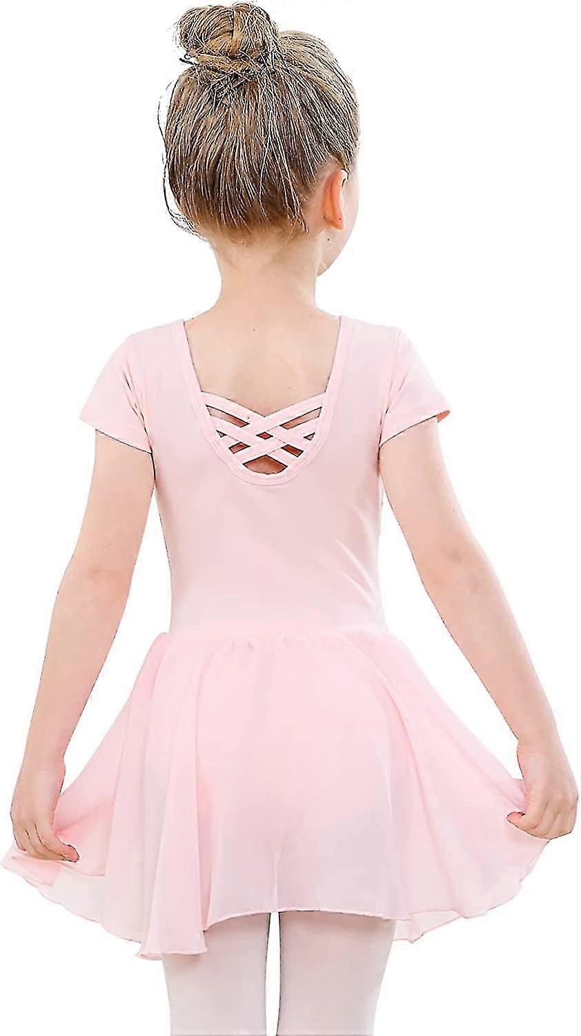 Tytöt Balettimekko Lyhythihainen asu Voimistelu Tanssi Leotard ja sifonkihame