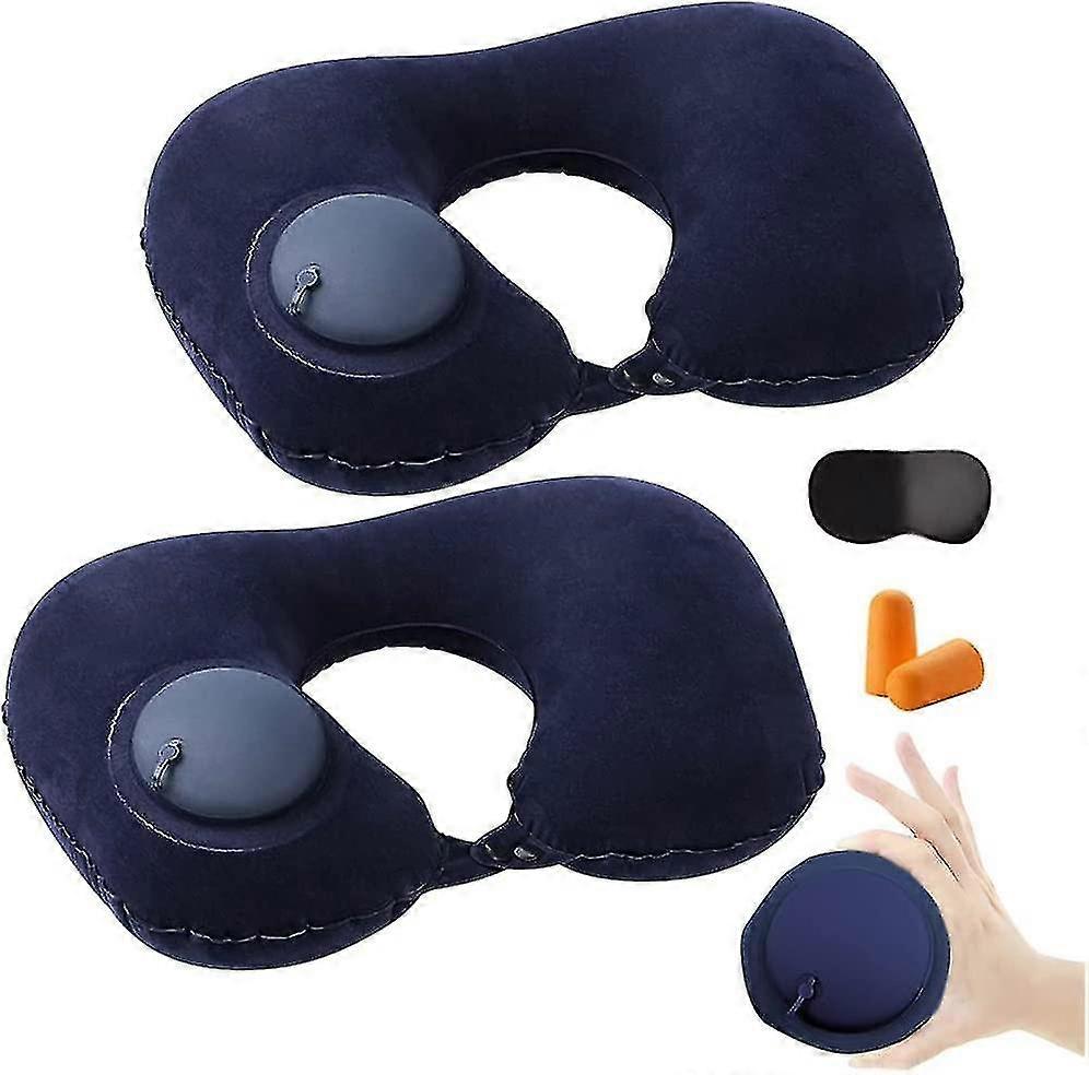 1pc Inflatable Travel Pillow, Adjustable Inflatable Neck Pillow, Portable Inflatable Pillow U-shaped With Eye Mask,earplug And Carry Bag