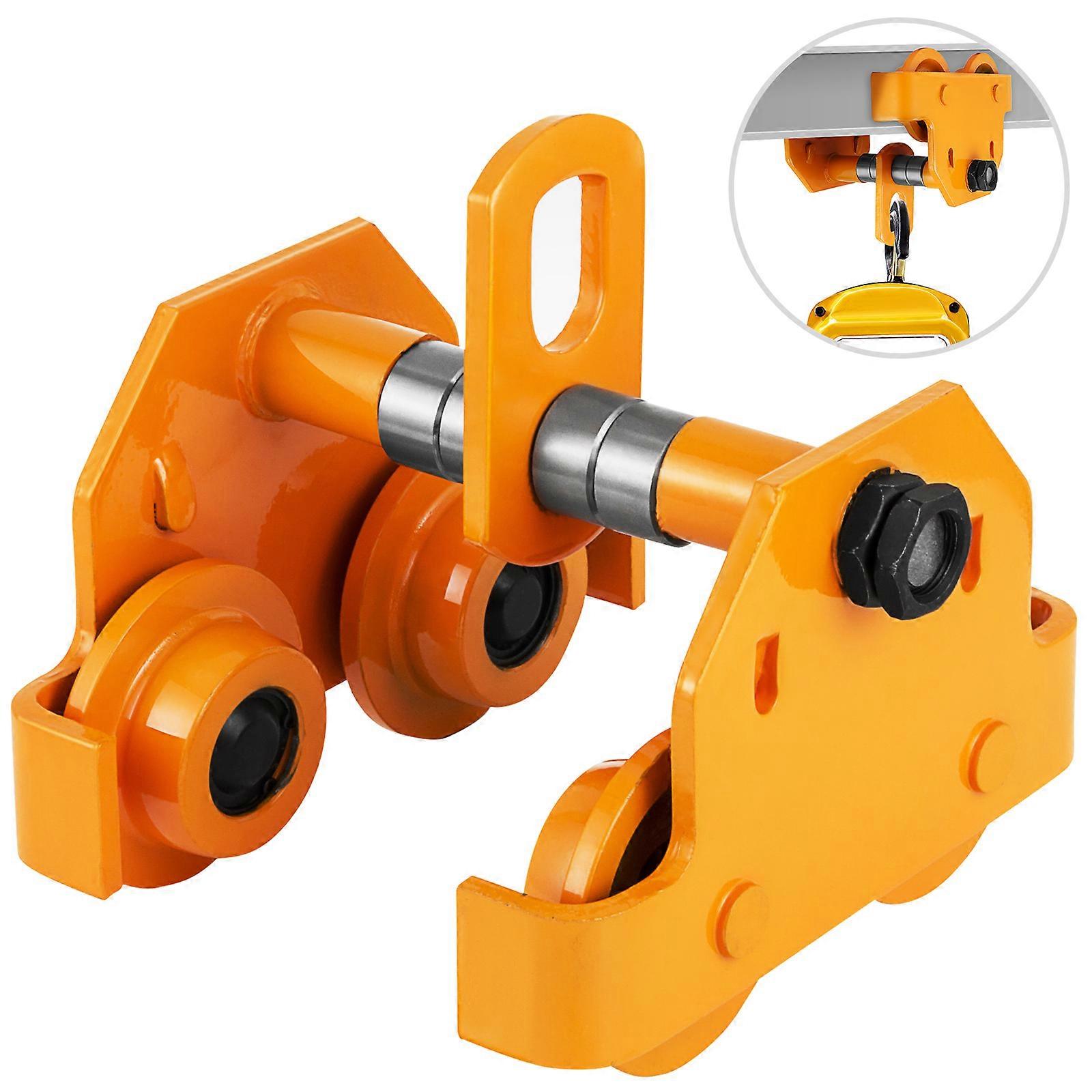 1T Push Beam Trolley Heavy Duty Manual Trolley 2200LBS Capacità Plain Trolley Push Beam Track Roller