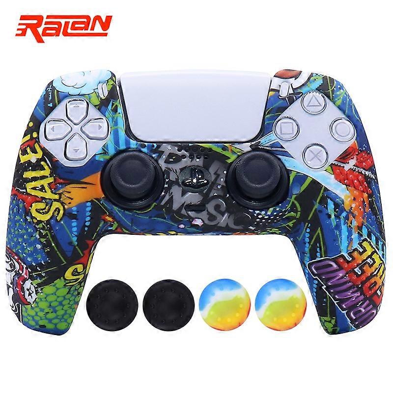 Soft Silicone Protective Case For PS5 Controller Gamepad Skin Cases Cover Shell For Playstation 5 Joystick with Stick Grip Caps
