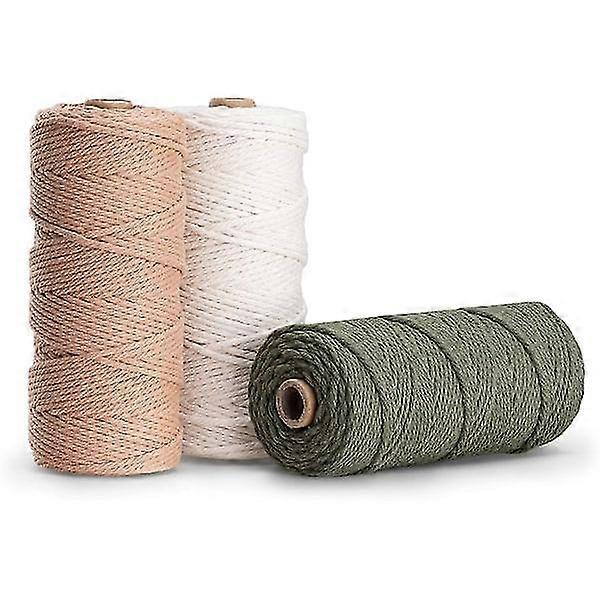 3 Colors Macrame Yarn, Macrame Rope 3mm X 100m Natural Macrame Co