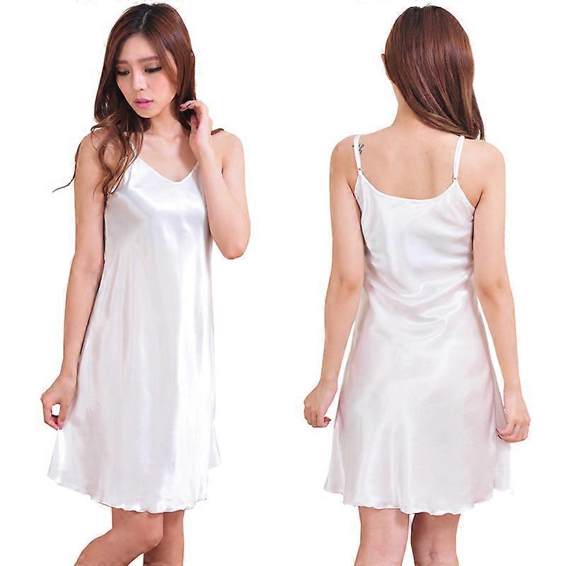 Silk spaghetti straps women's nightgown Thin sexy slimming halter dress