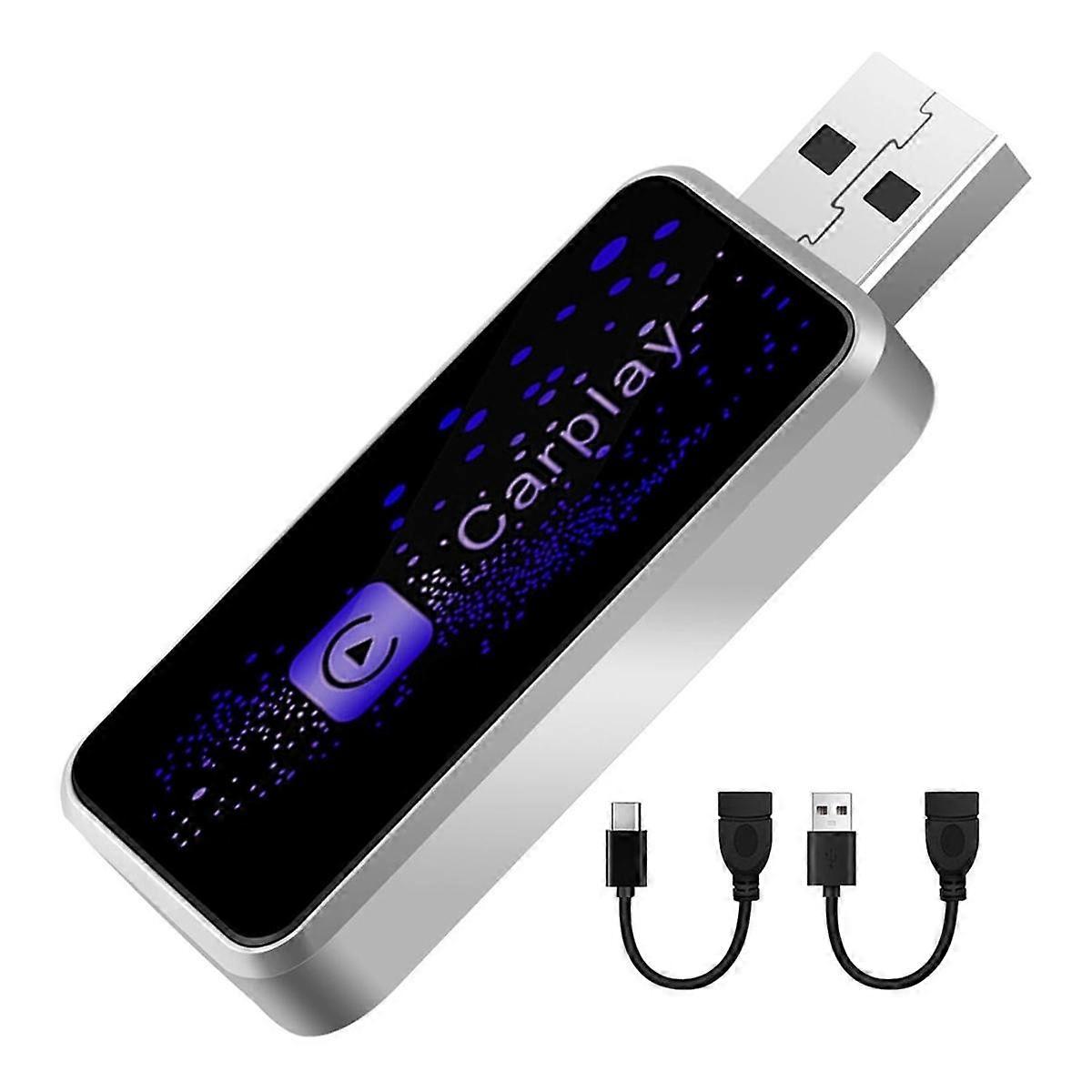 Wireless CarPlay Adapter,Plug and Play Wireless CarPlay Adapter with USB-A and USB-C Cable for IOS 10+Cars