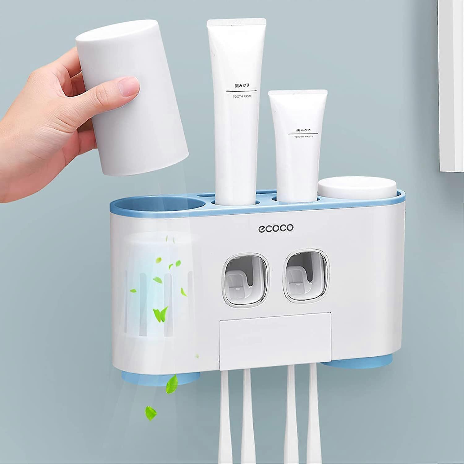 Toothbrush Holder for Bathroom Wall Mounted - Automatic Toothpaste Dispenser Squeezer Bathroom Organizer Accessories Sets