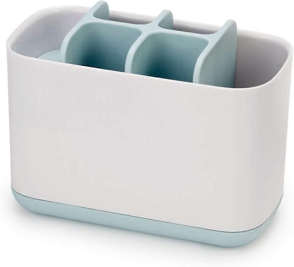 Bathroom Easy-Store Toothbrush Caddy, White/Blue, Large