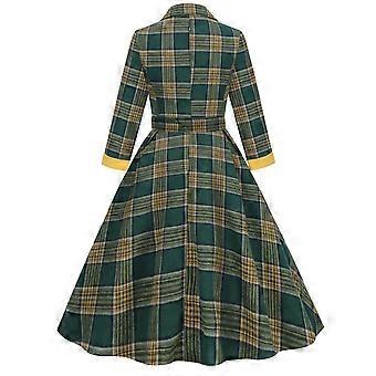 Women's 1950s Vintage Dress Plaid Swing Lapel Dress | Fruugo IL