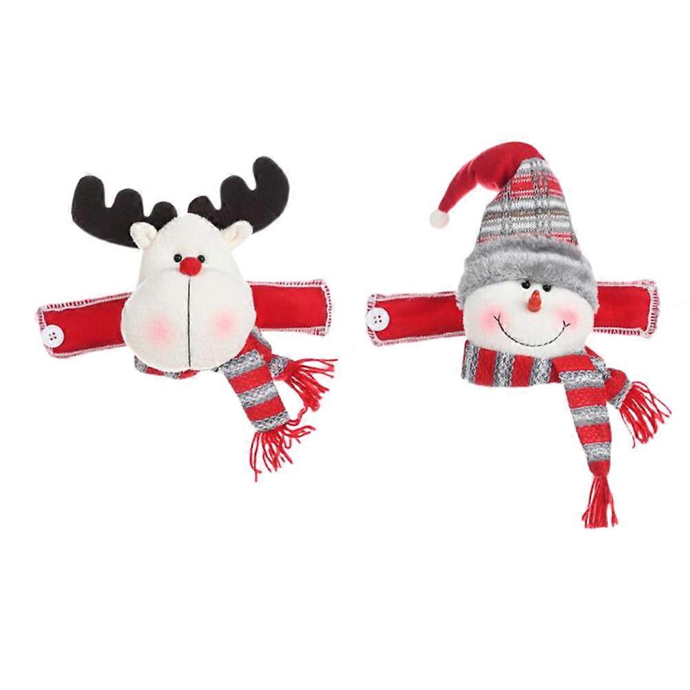 2Pcs Creative Snownman Deer Pattern Curtain Buckle Cartoon Window Curtain Showcase Ornaments Christmas Elements Patterns Design Hanging Pendants