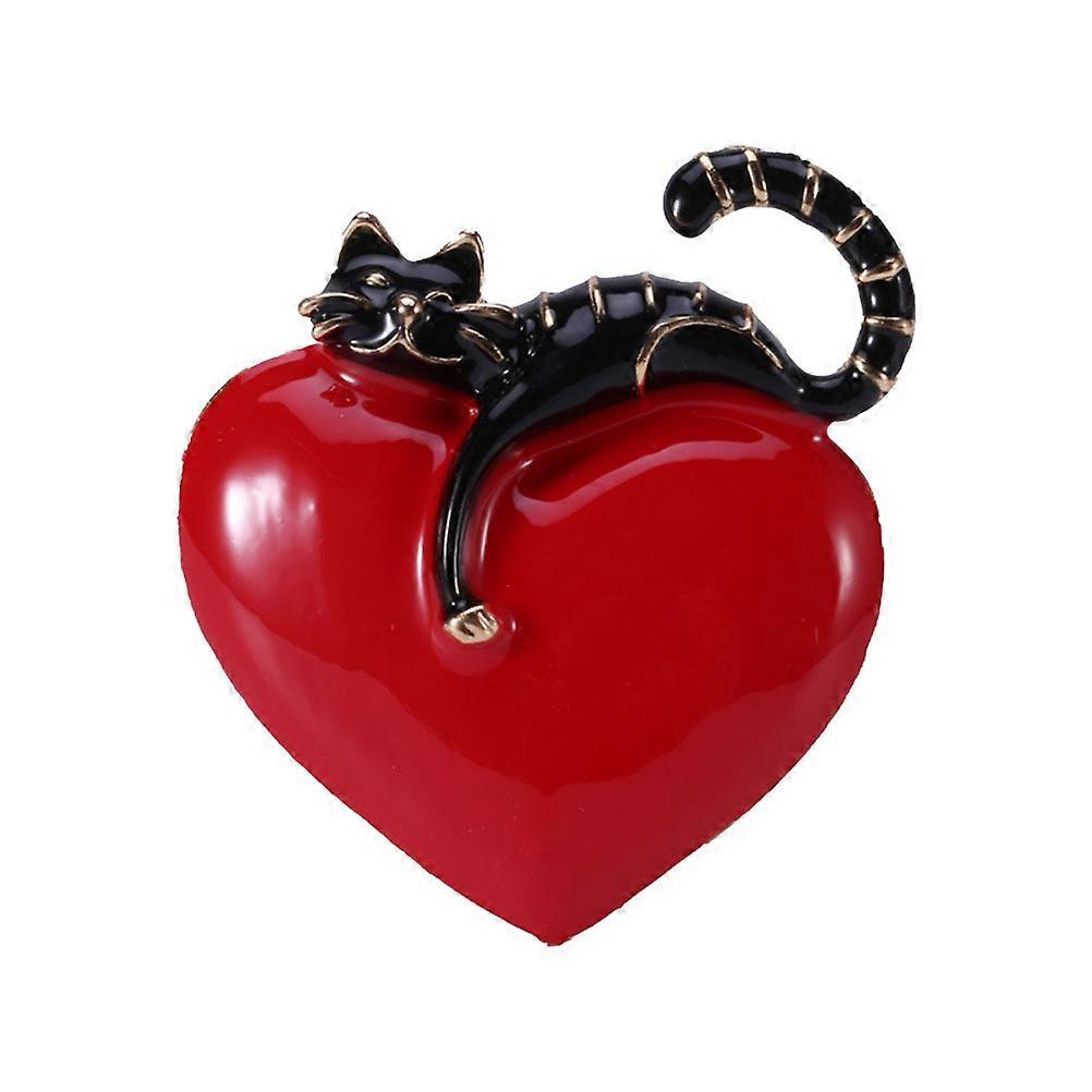 1PC Chic Heart Cat Breastpin Creative Brooch Unique Brooch Pin Costume Props Small Gift for Party Banquet Decoration (Black)