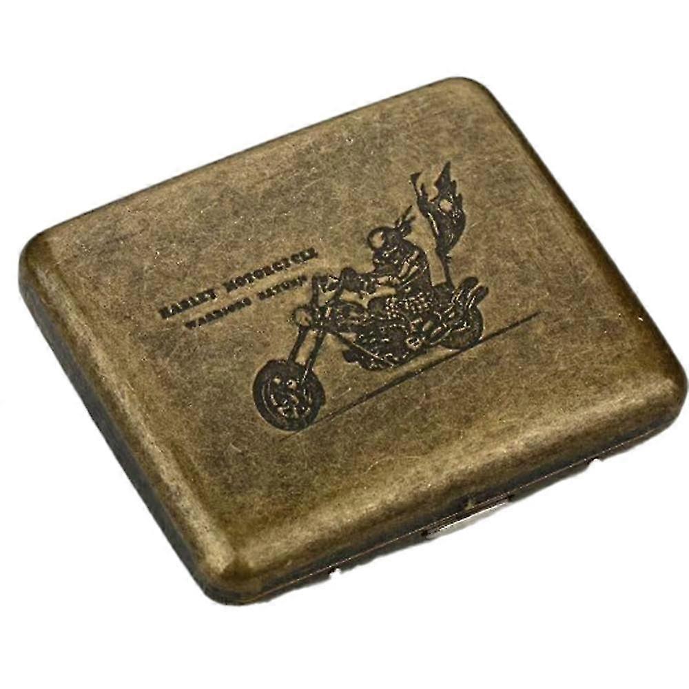 Retro Metal Cigarette Case Box - Double Sided Spring Clip Open Pocket Holder For 20 Cigarettes
