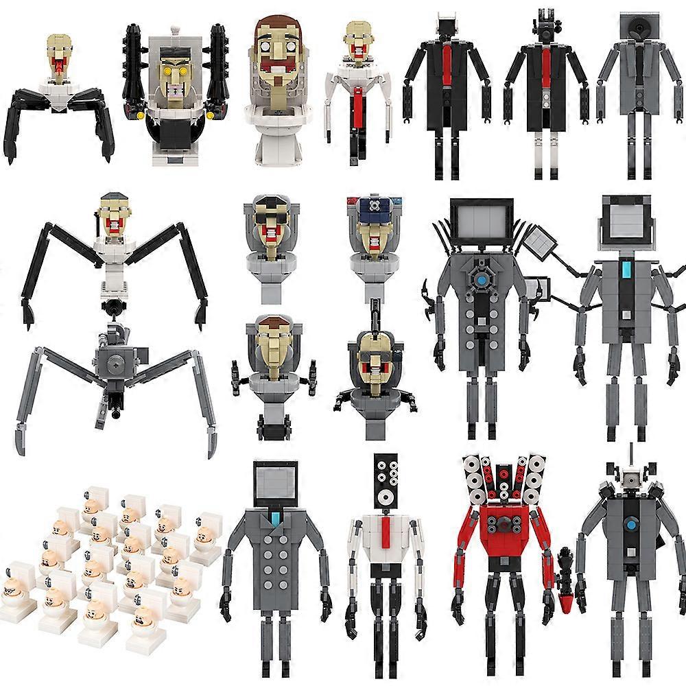 2024 MOC game series Skibidi toilet toilet man VS surveillance man TV man assembled building blocks bag