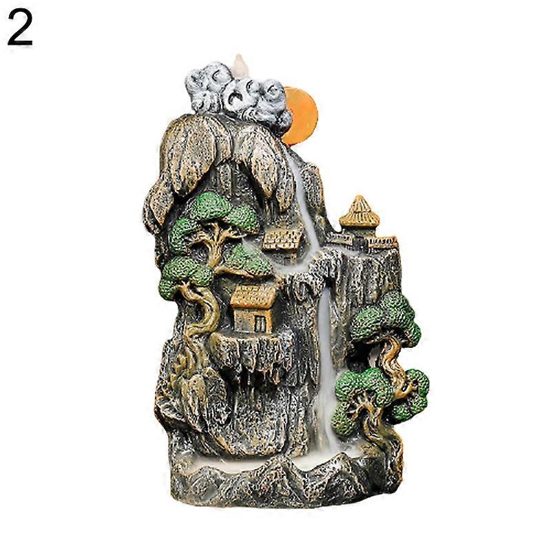 Mountain Stream Teahouse Waterfall Backflow Ceramic Incense Burner with Cones