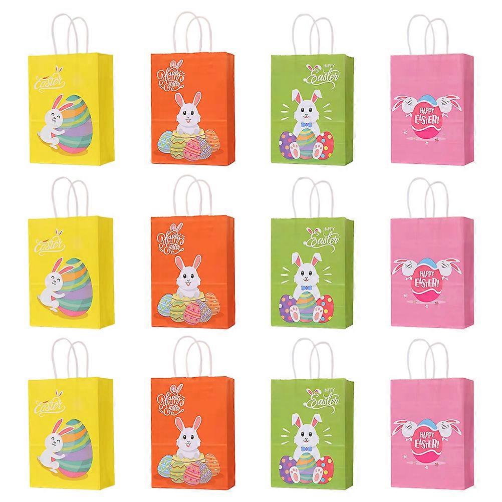 12PCS Easter Themed Gift Bags Creative Easter Gift Bags Easter Gift Packing Bags