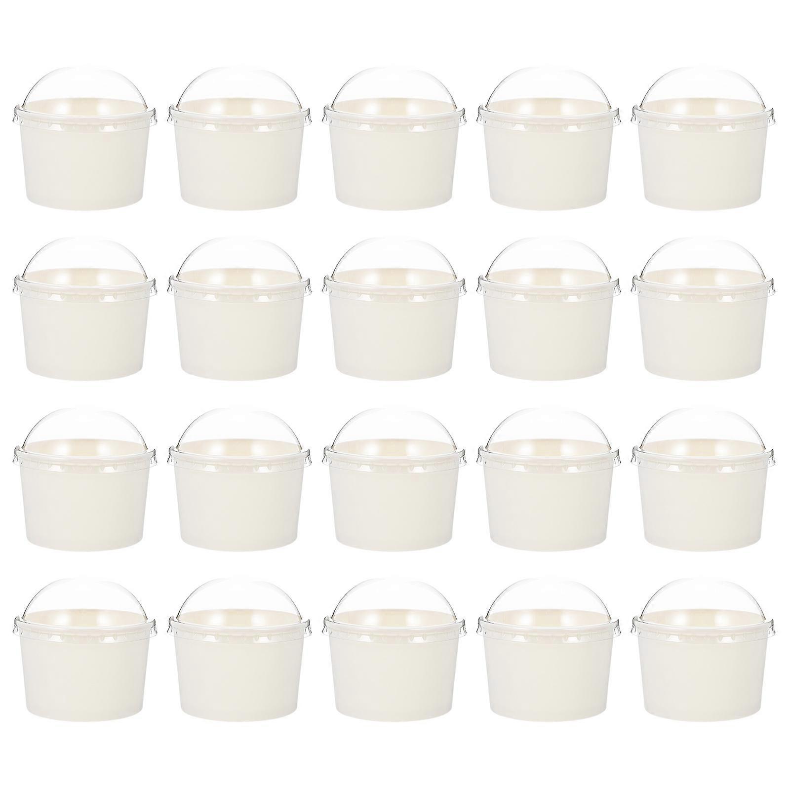 50 Sets Disposable Yogurt Bowl Paper Ice Cream Cups Bowls Lidded Cake Bowls
