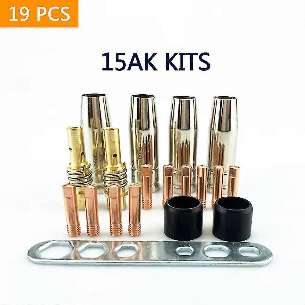 19pcs Mig Welding Torch Nozzle Part Kit Conical Nozzle Sleeve Rod Tool Set For Binzel 15ak Welder Accessories