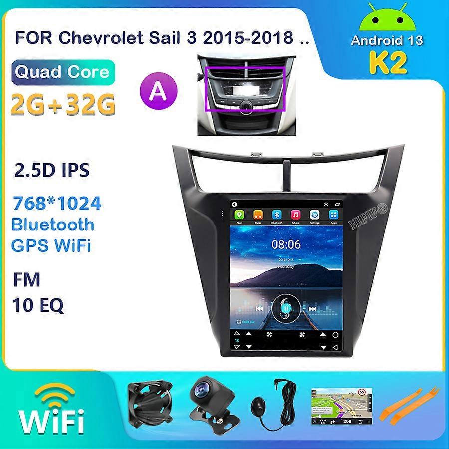 10.4 Tesla Vertical Screen For Chevrolet Sail 3 2015-2018 Android 13 Car Radio Navigation GPS Stereo Multimedia 2 DIN Unit
