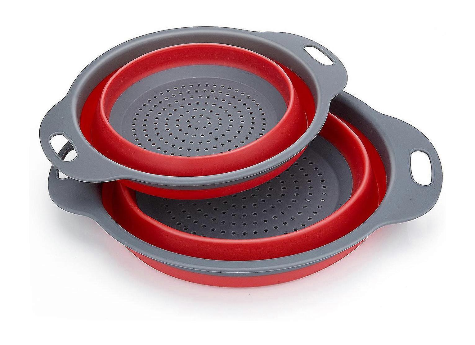 2-Pack Collapsible Silicone Kitchen Strainer Set - Space Saving, Easy to Clean, Heat Resistant