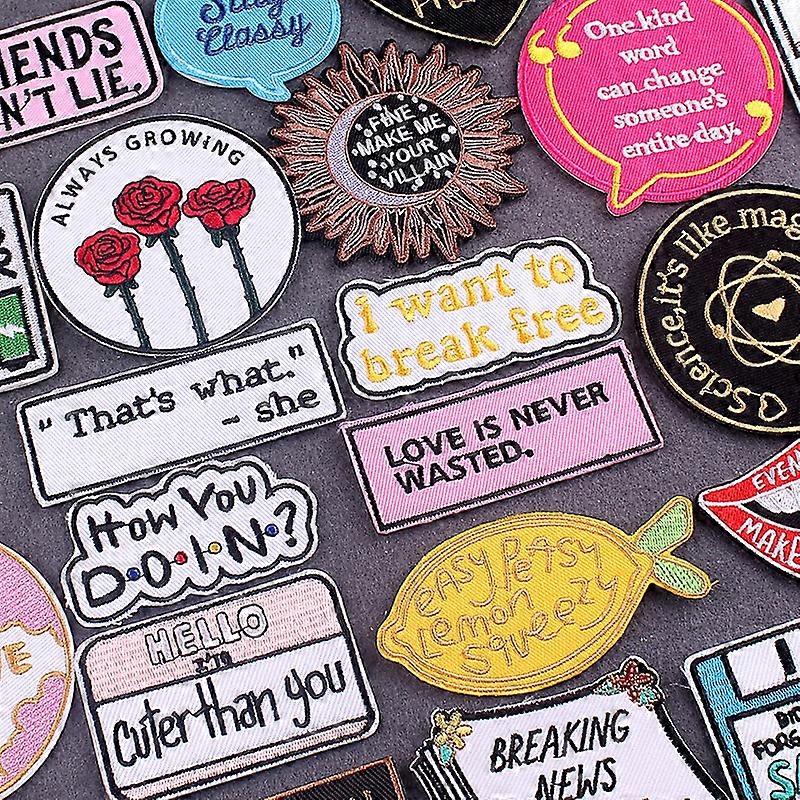 Patch de palavras Ferro-Em Patches Para Listras De Roupas Letras Bordados Patches Em Roupas Positivo Roupas Patches Com Emblema De Ferro