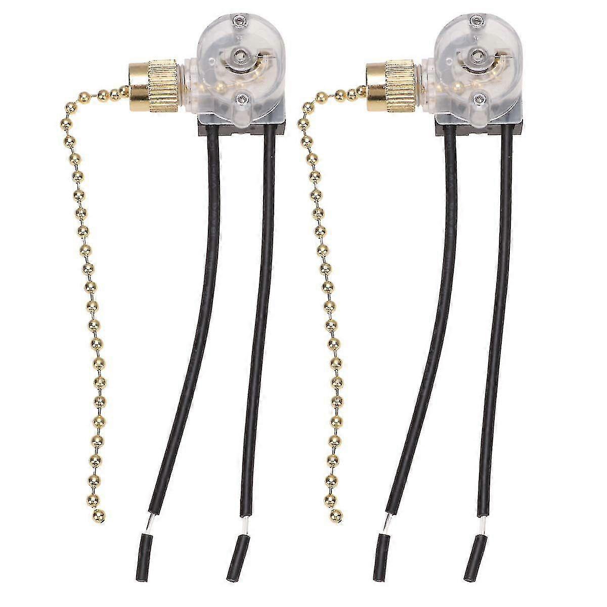 2pcs Ceiling Fan Switches Fan Pull-chain Operator Ceiling Lamp Switch Replacement Part For Home School Office (2 Modes)