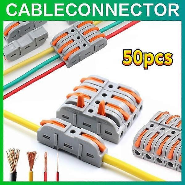 50pcs Spring Lever Nut Electrical Quick Wire Connectors Reusable Fast Cable Terminal Blocks