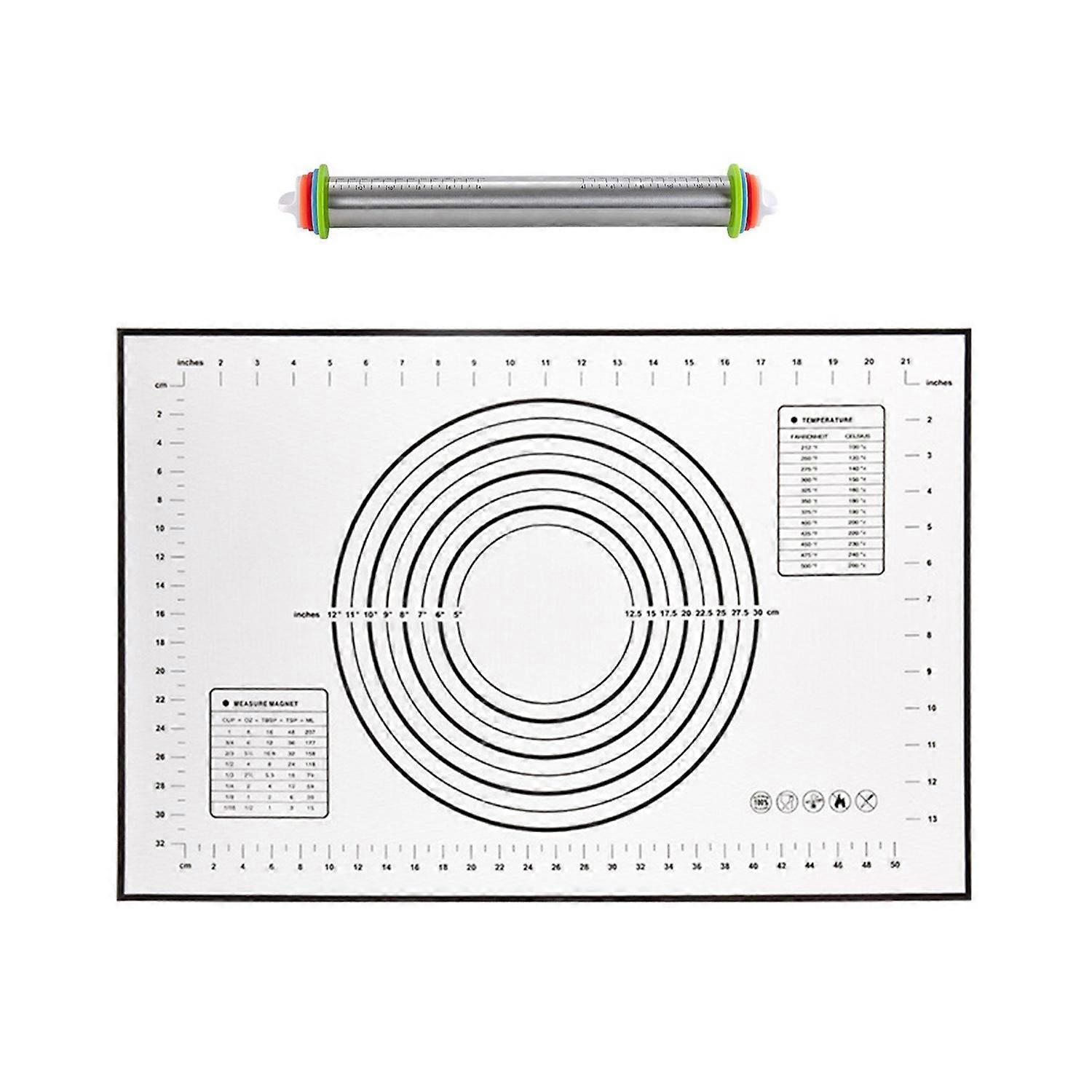 Stainless Steel Rolling Pin with Thickness Rings for Baking Adjustable Dough Roller for Fondant