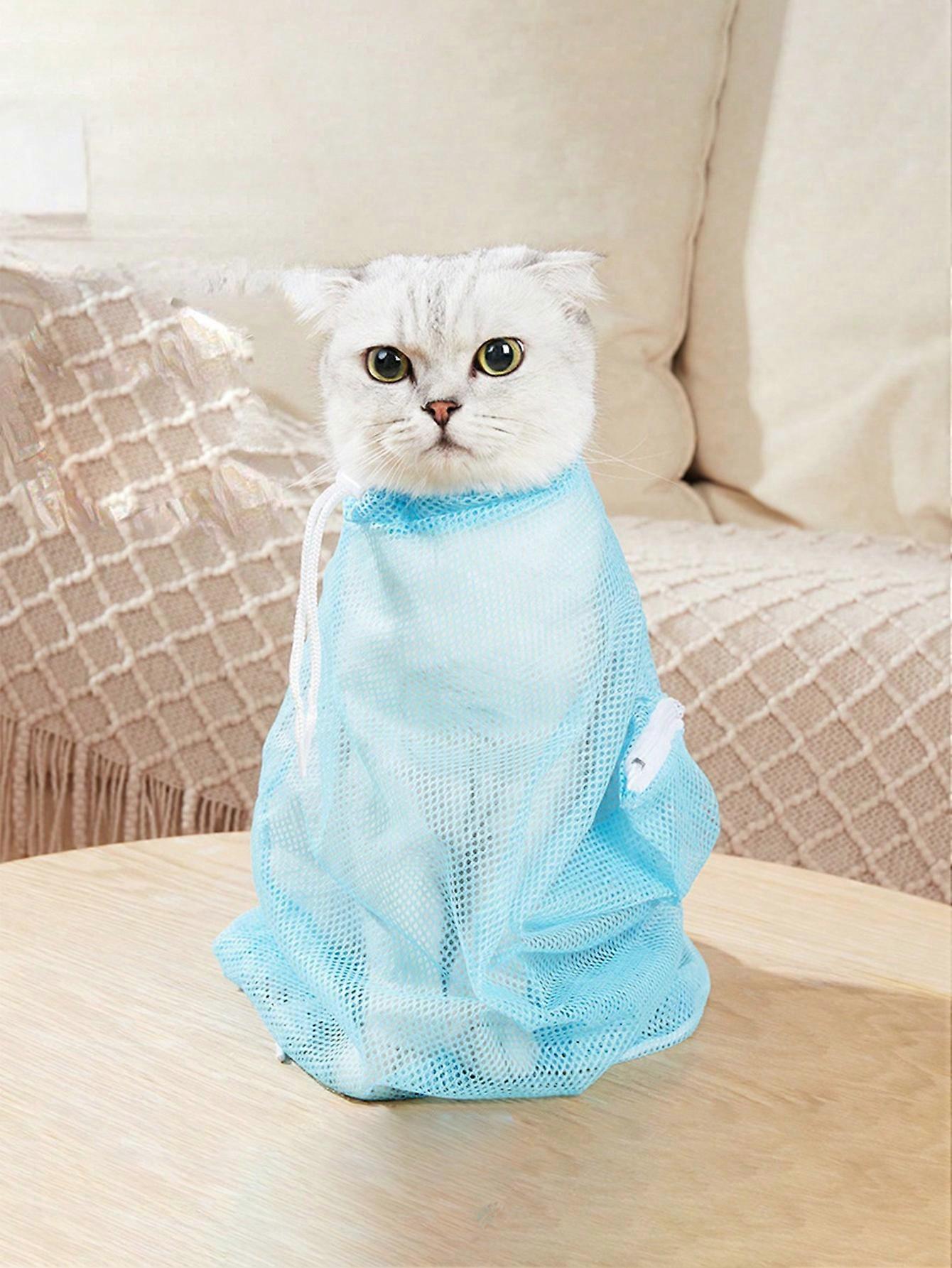 1 قطعة شبكة القط العريس حقيبة حمام قابل للتعديل المضادة للخدش لدغة كات مسمار تريم حقن فحص الأليفة غسل أكياس تدليك تثبيط نظيفة