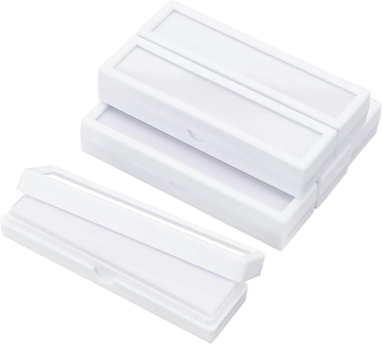 6Pcs White Rectangle Box Gemstone Display Box with Sponge Cushion Clear Top Lids box for Jewelry Packing4"x1"x0.8"