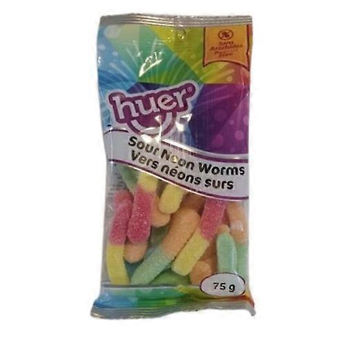 Huer Sour Neon Worms, 75 Grams (Case Of 12)