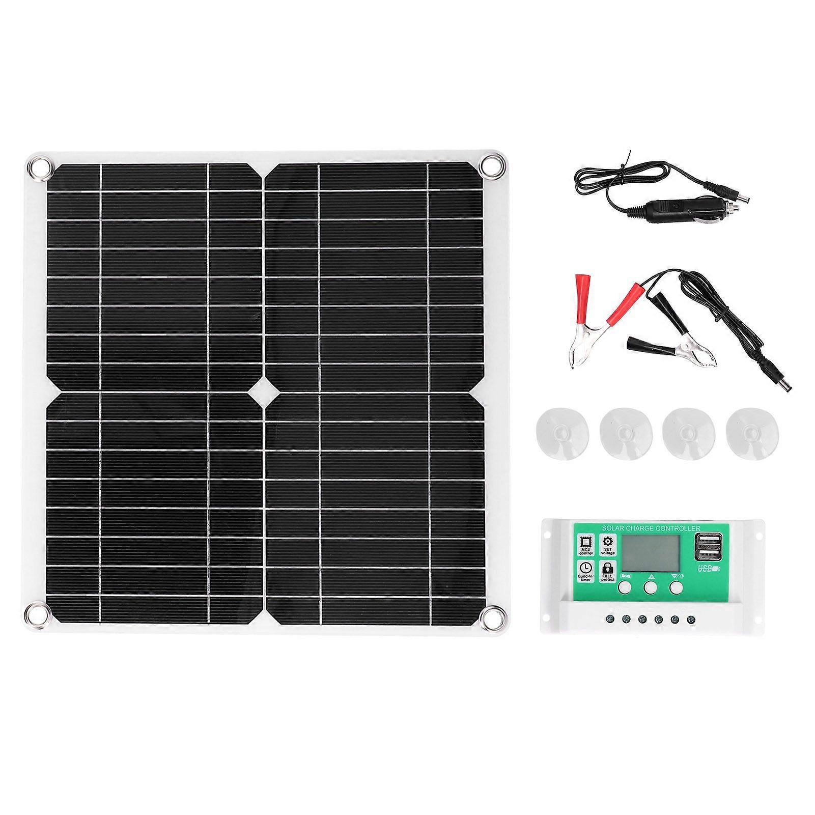 40W 18V Monocrystalline Silicon Flexible Solar Panel with 30A Solar Charge Controller for Car RV Charging