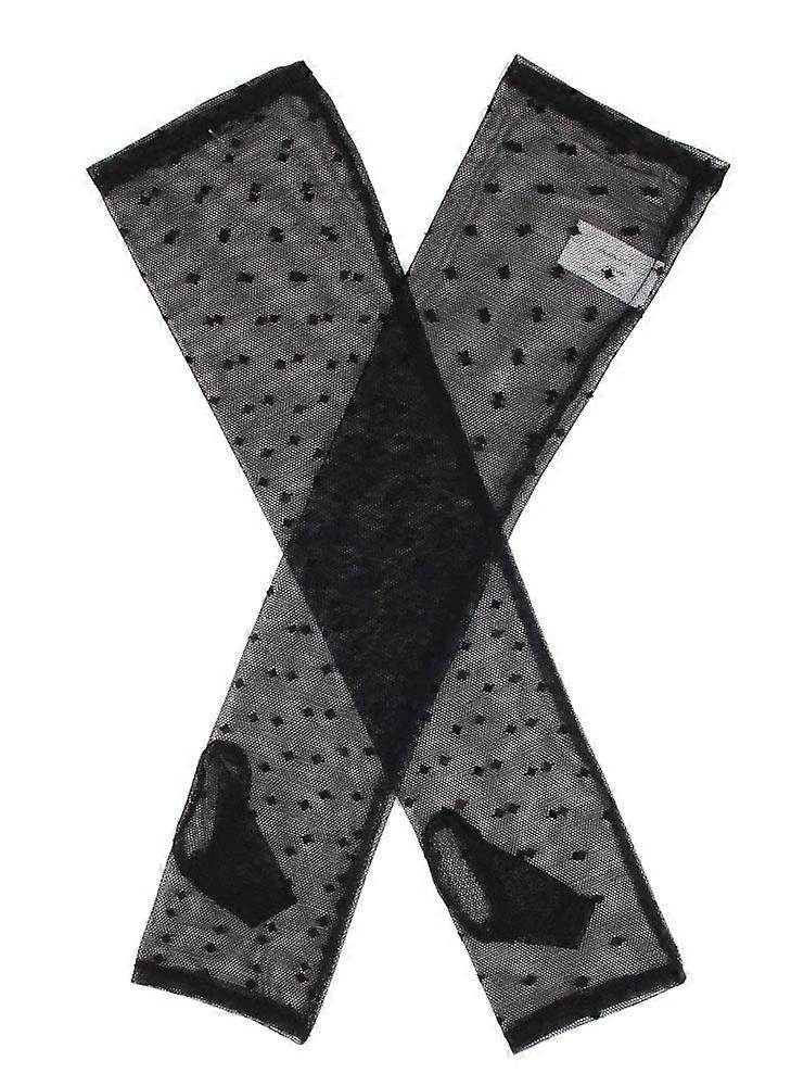 Dents Womens Long Tulle Flock Dot Fingerless Mittens
