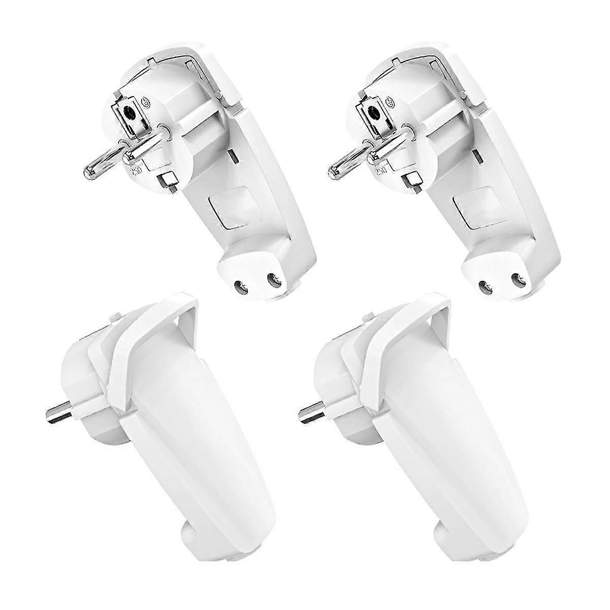 4pcs White Schuko Angled Plug Flat, Schuko Flat Plug 250 V (16 A), Schuko Plug, Schuko Plug Flat, Eu Plug