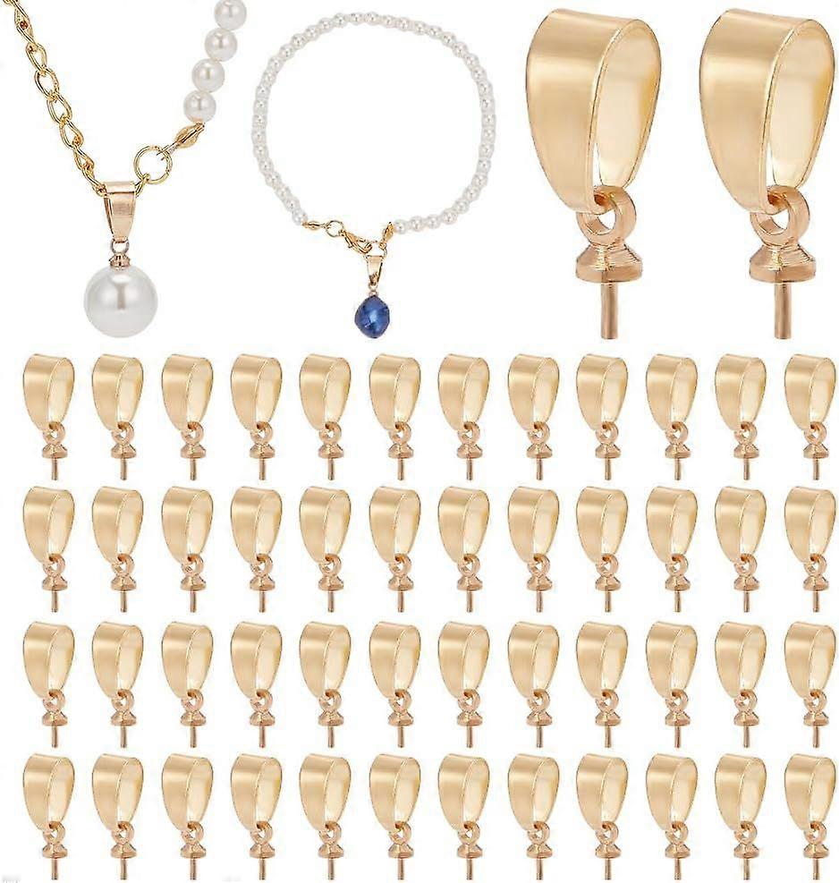 50 Pcs Eye Pin Peg Bail Bail Pin Connectors with Dangle Loop and Disc Caps Metal Cup Pearl Peg Bails Charm Pendant Connector for Half-Drilled Beads Je