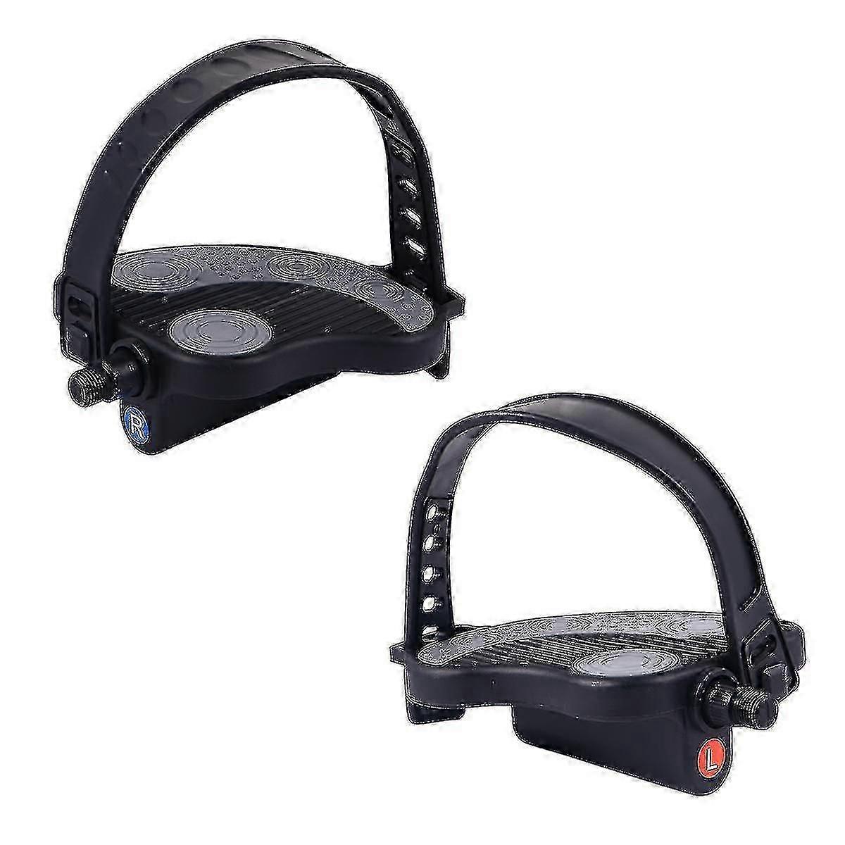1 Pair Exercise Bike Pedals With Straps Spin Bike Pedals Random Pattern